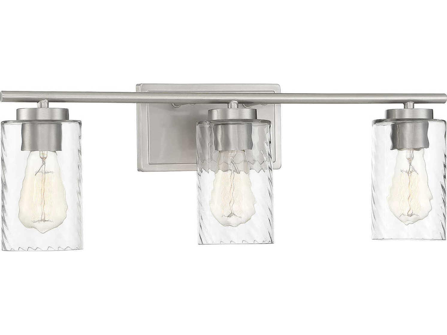 Savoy House Meridian 3-Light Brushed Nickel Glass Vanity Light