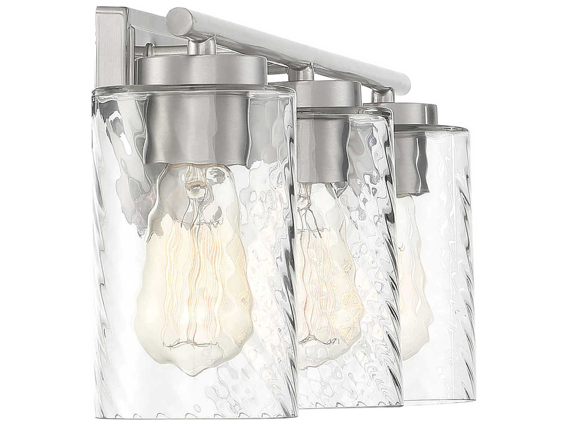 Savoy House Meridian 3-Light Brushed Nickel Glass Vanity Light