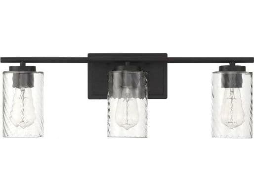 Savoy House Meridian 3-Light Matte Black Glass Vanity Light