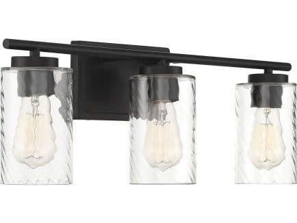 Savoy House Meridian 3-Light Matte Black Glass Vanity Light