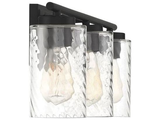 Savoy House Meridian 3-Light Matte Black Glass Vanity Light