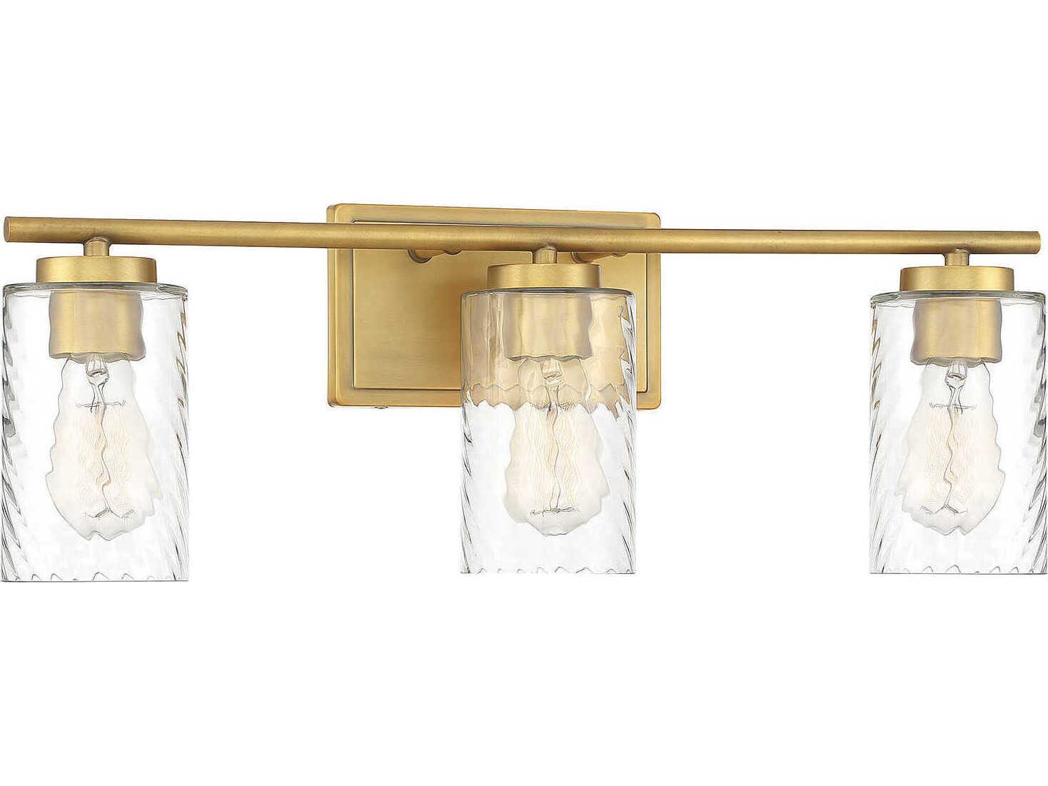 Savoy House Meridian 3-Light Natural Brass Glass Vanity Light