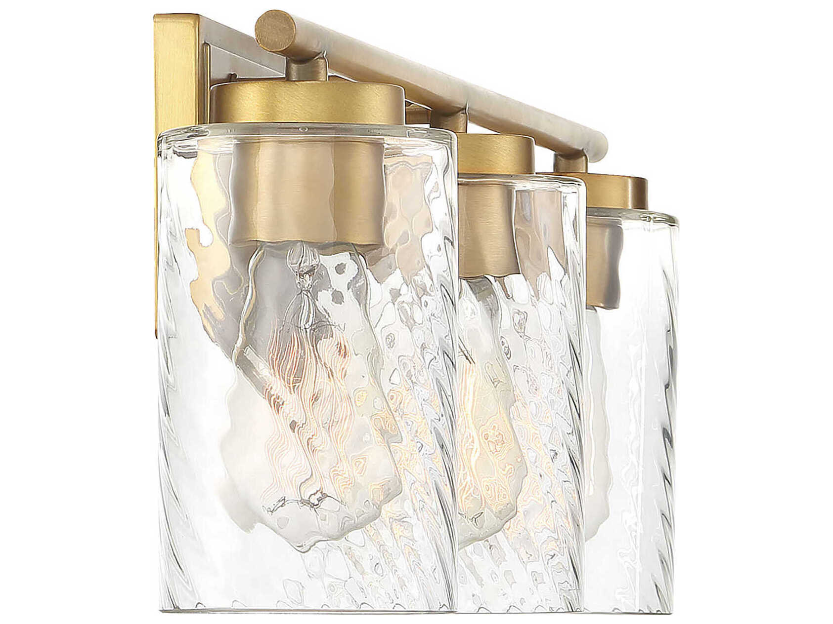 Savoy House Meridian 3-Light Natural Brass Glass Vanity Light