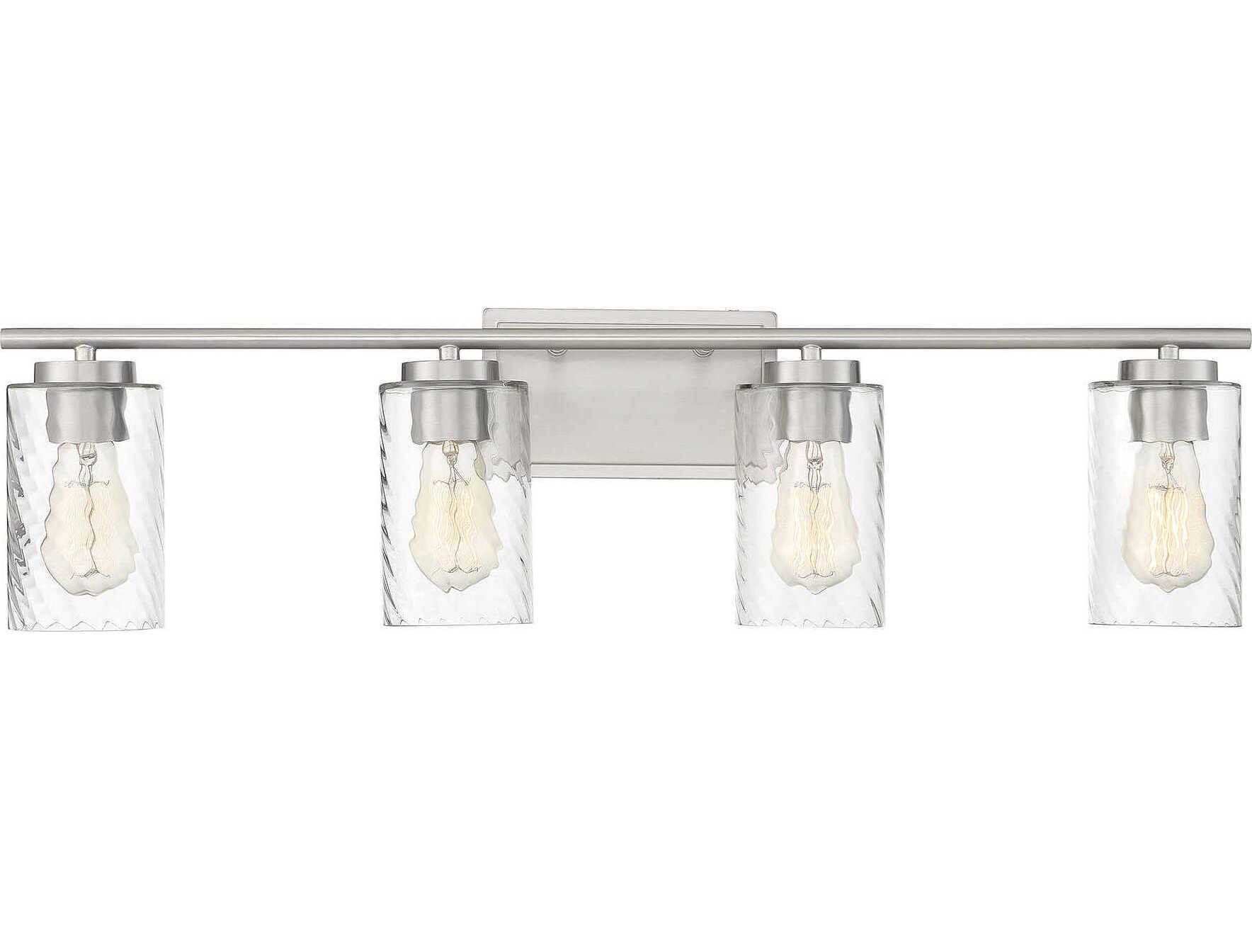 Savoy House Meridian 4-Light Brushed Nickel Glass Vanity Light