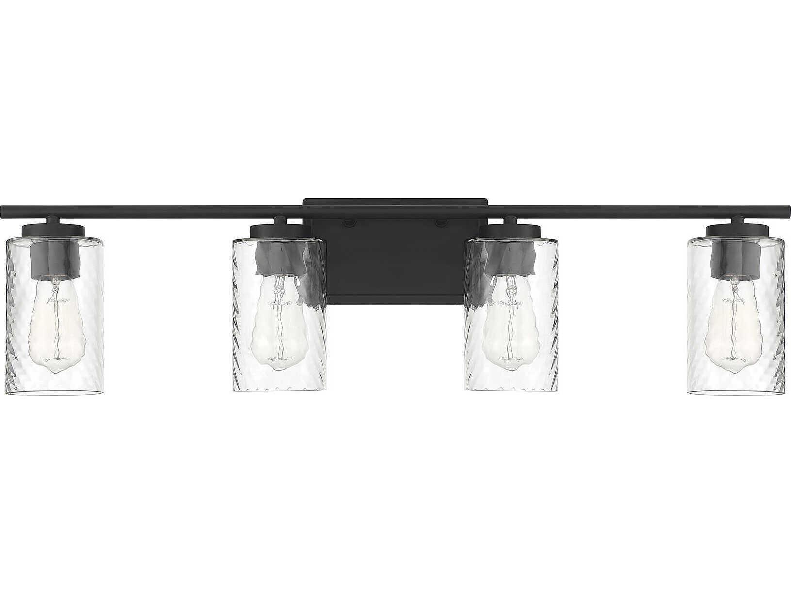 Savoy House Meridian 4-Light Matte Black Glass Vanity Light