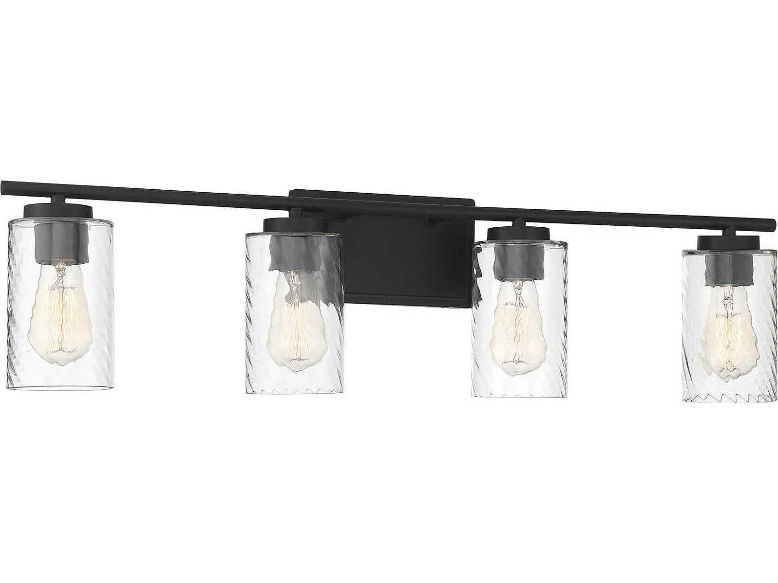 Savoy House Meridian 4-Light Matte Black Glass Vanity Light