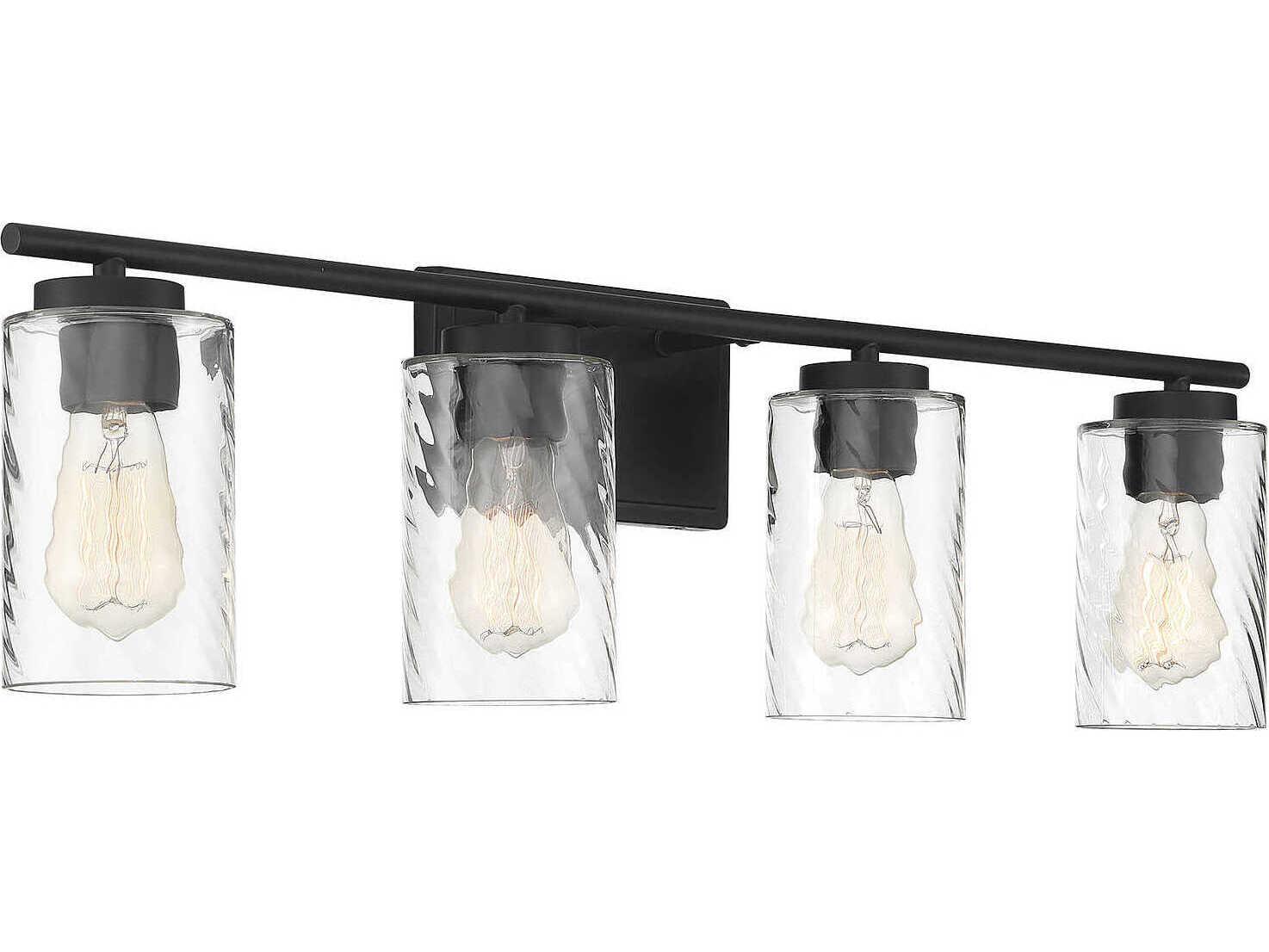 Savoy House Meridian 4-Light Matte Black Glass Vanity Light