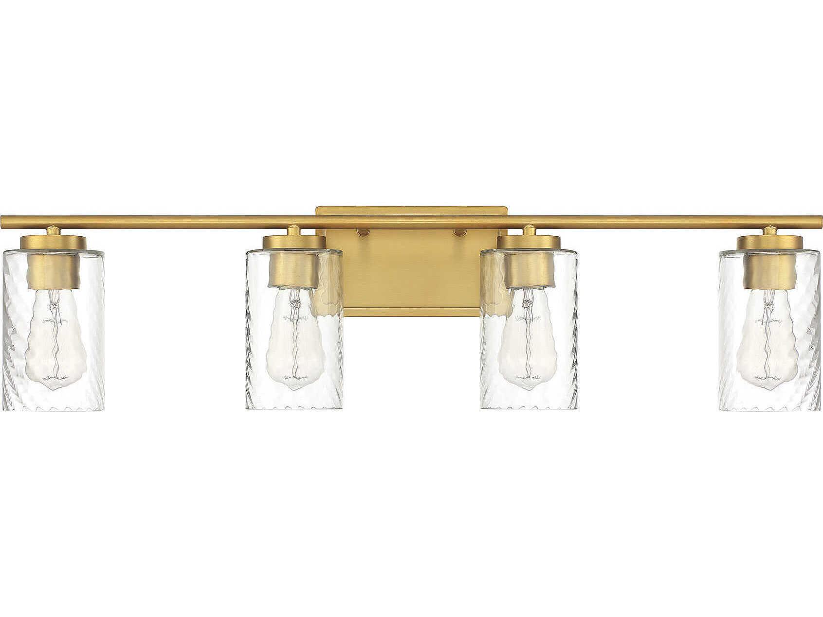 Savoy House Meridian 4-Light Natural Brass Glass Vanity Light