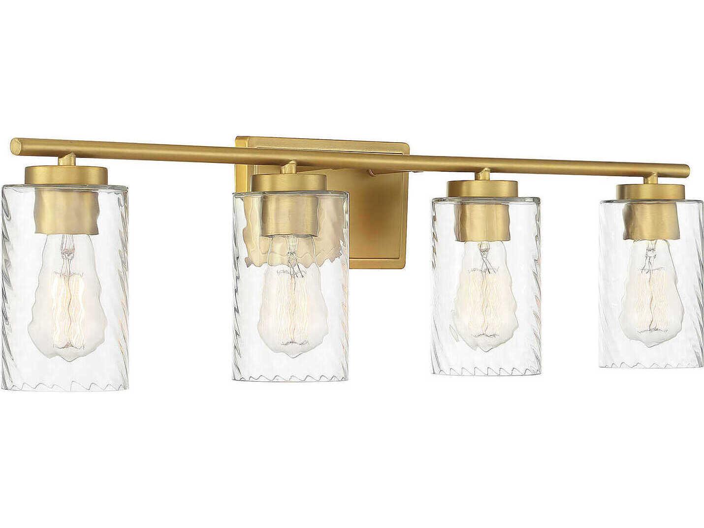 Savoy House Meridian 4-Light Natural Brass Glass Vanity Light