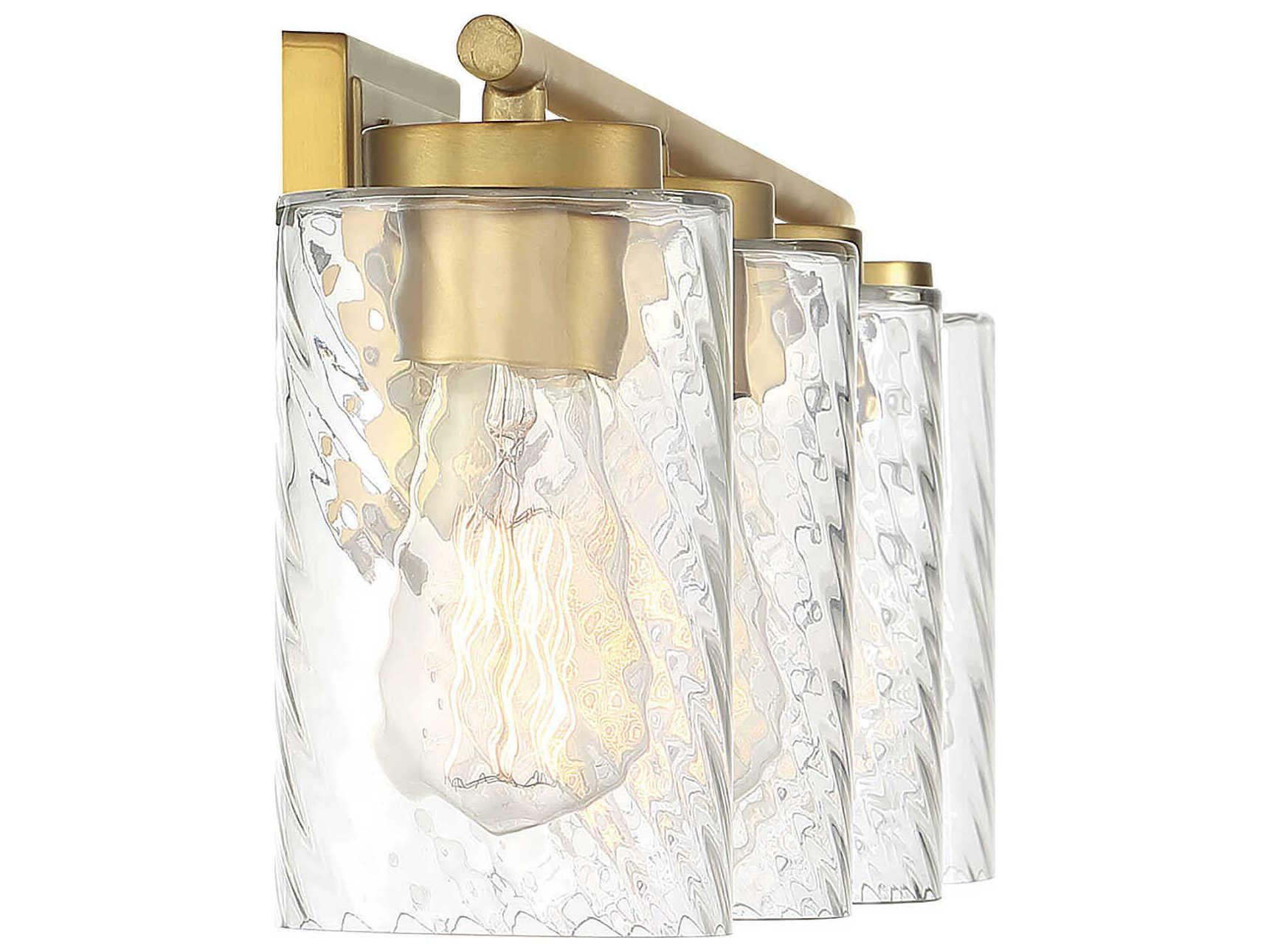 Savoy House Meridian 4-Light Natural Brass Glass Vanity Light