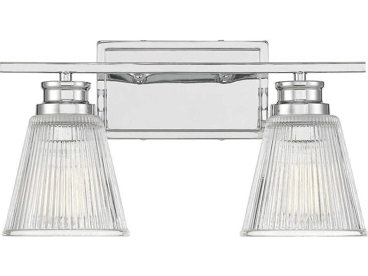 Savoy House Meridian 2-Light Chrome Glass Vanity Light
