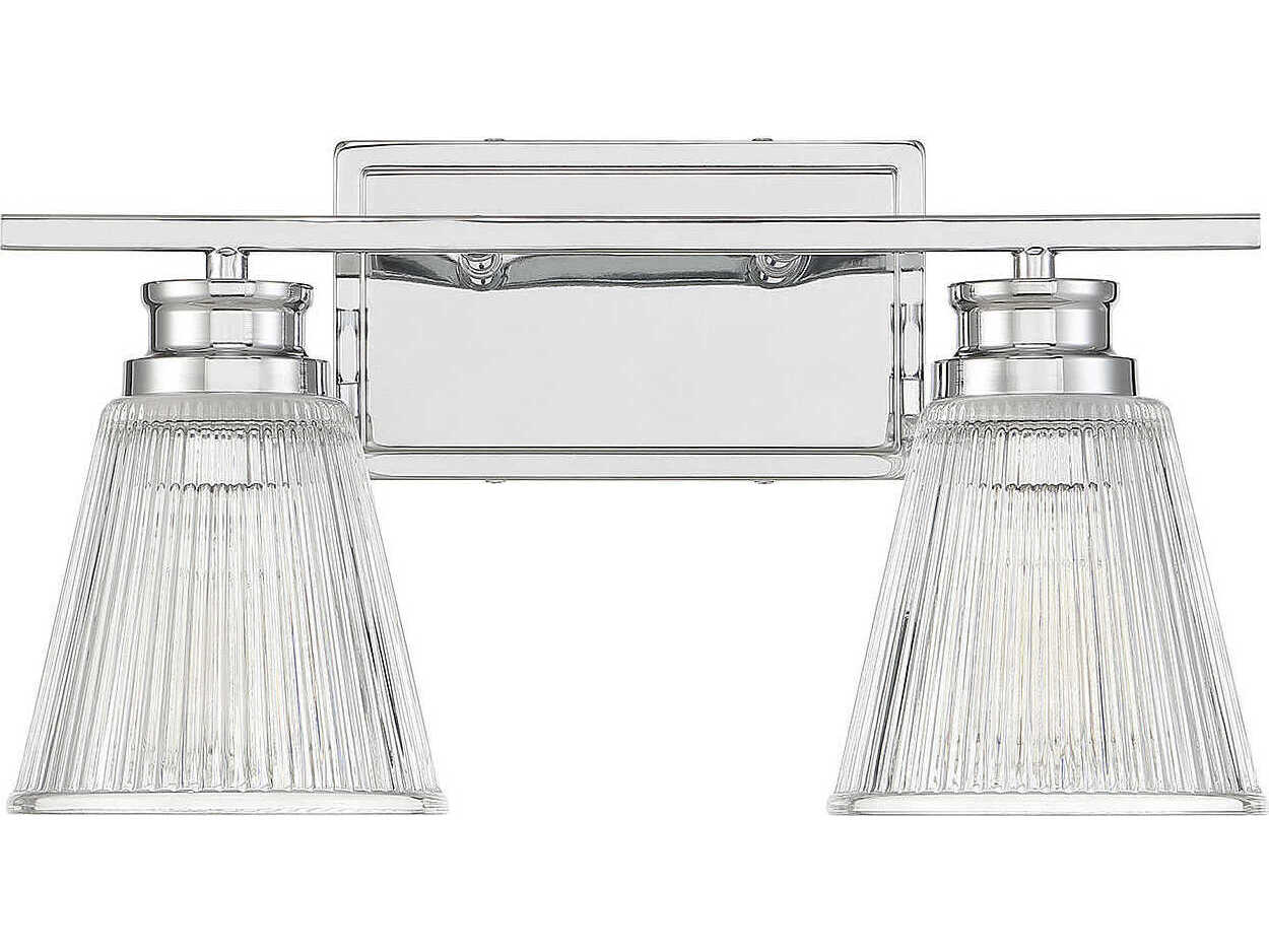 Savoy House Meridian 2-Light Chrome Glass Vanity Light