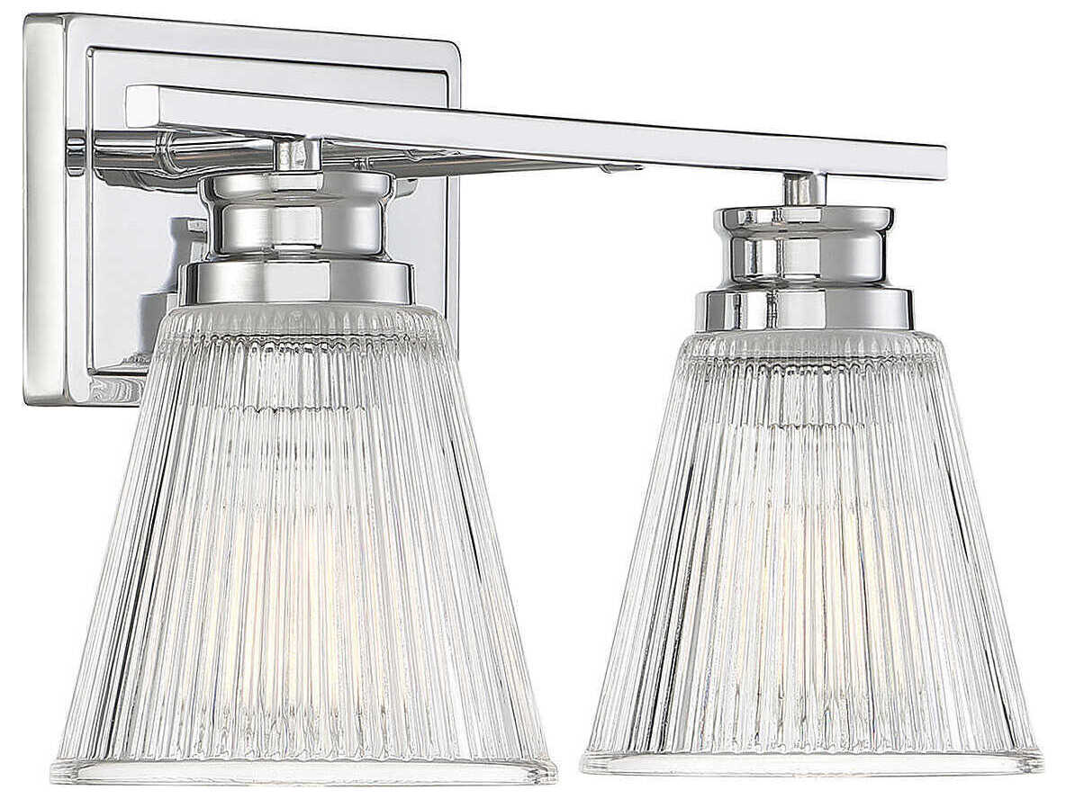Savoy House Meridian 2-Light Chrome Glass Vanity Light