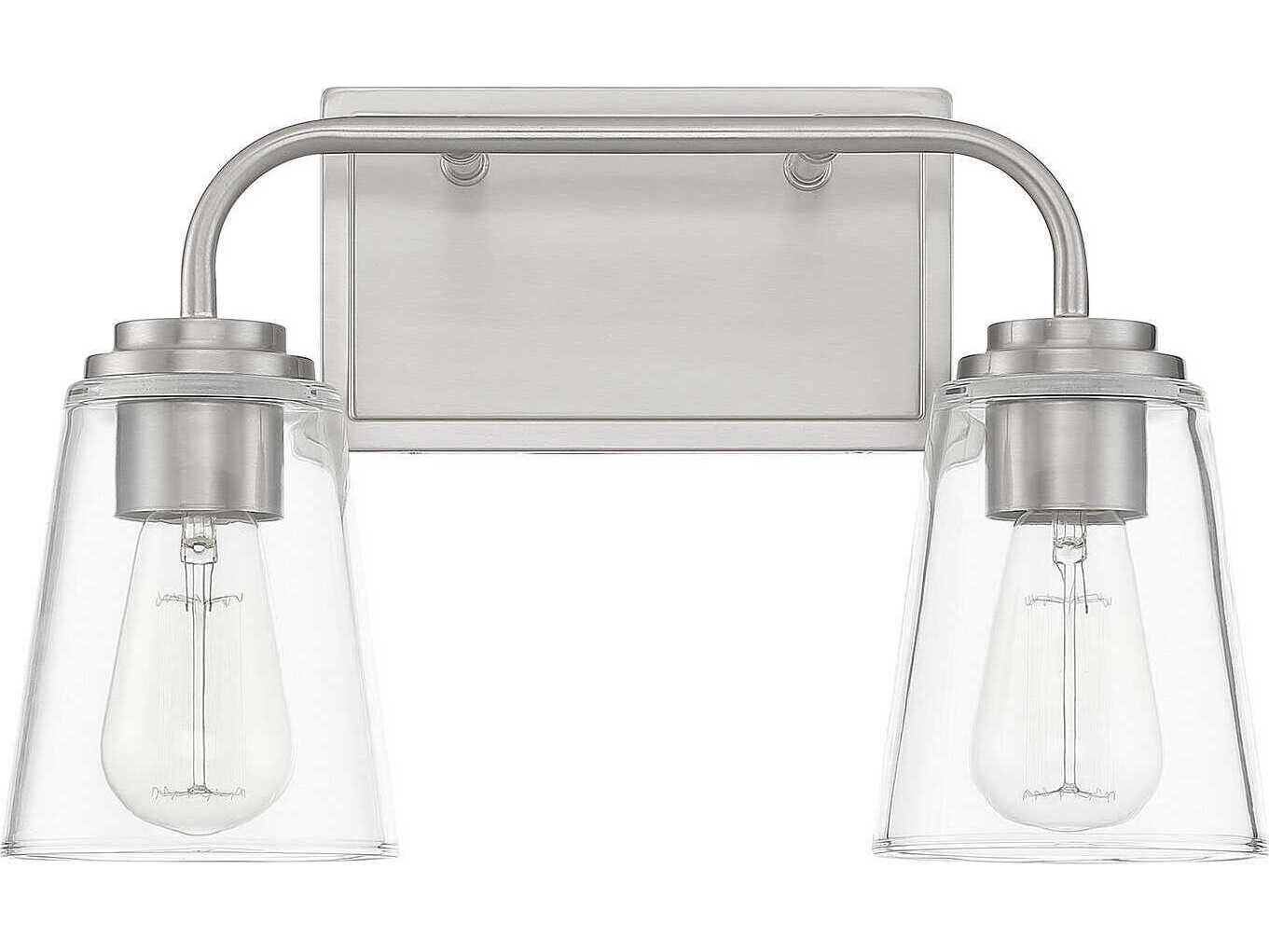 Savoy House Meridian 2-Light Brushed Nickel Glass Vanity Light