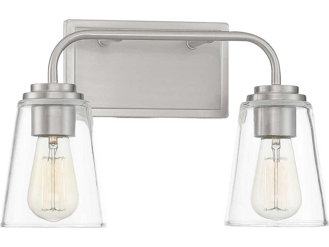 Savoy House Meridian 2-Light Brushed Nickel Glass Vanity Light