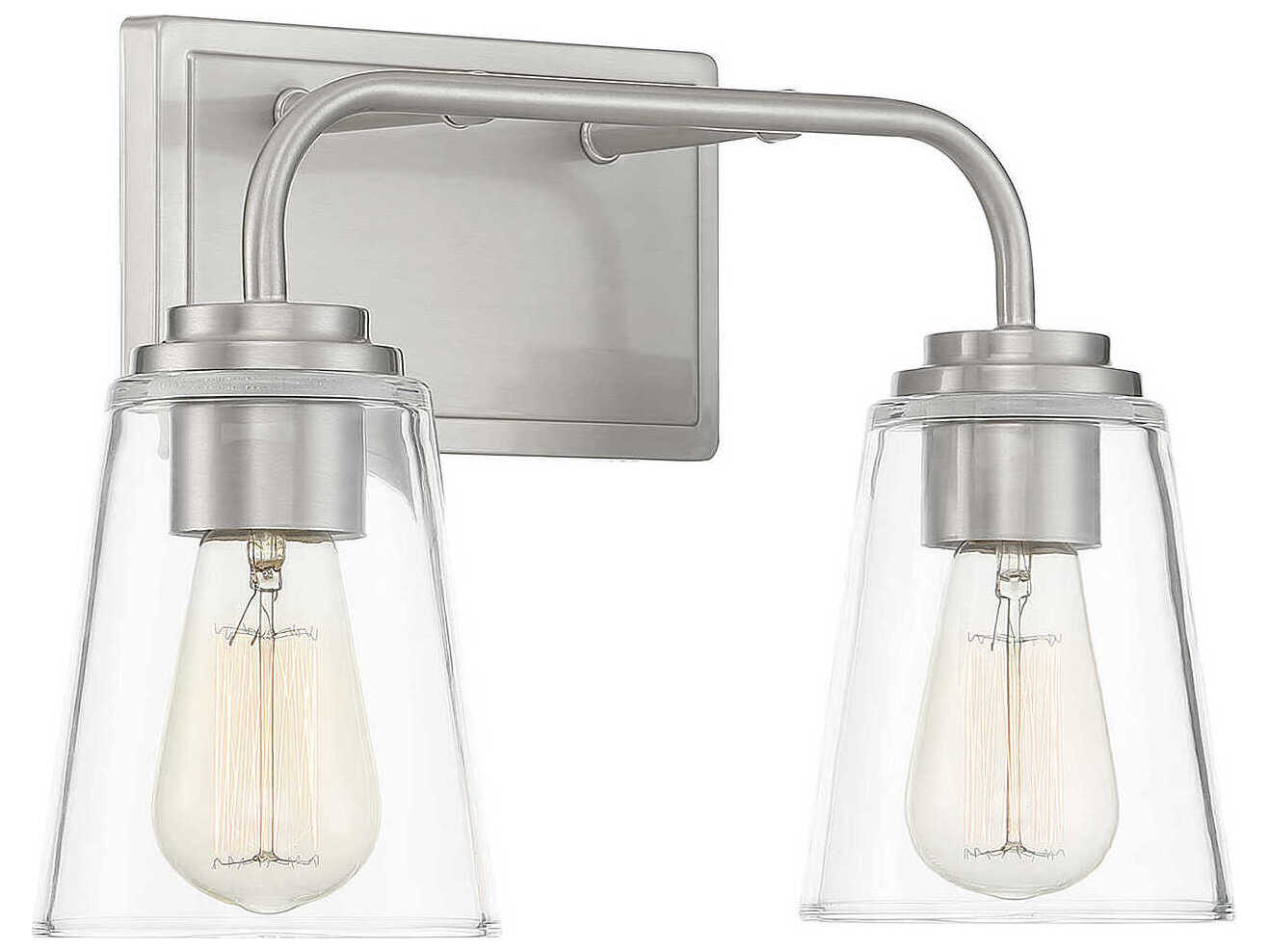 Savoy House Meridian 2-Light Brushed Nickel Glass Vanity Light