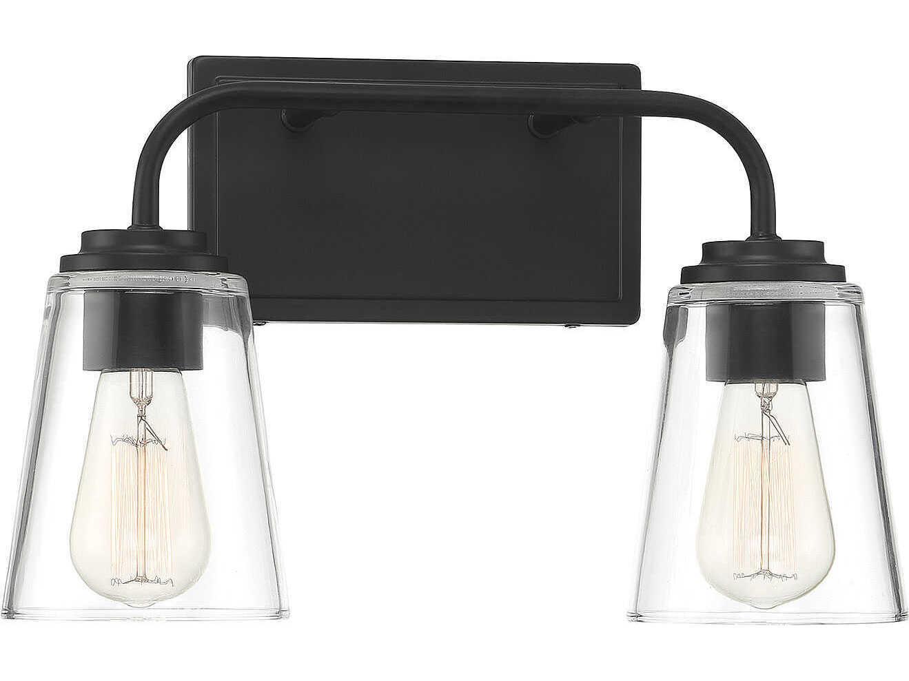 Savoy House Meridian 2-Light Matte Black Glass Vanity Light