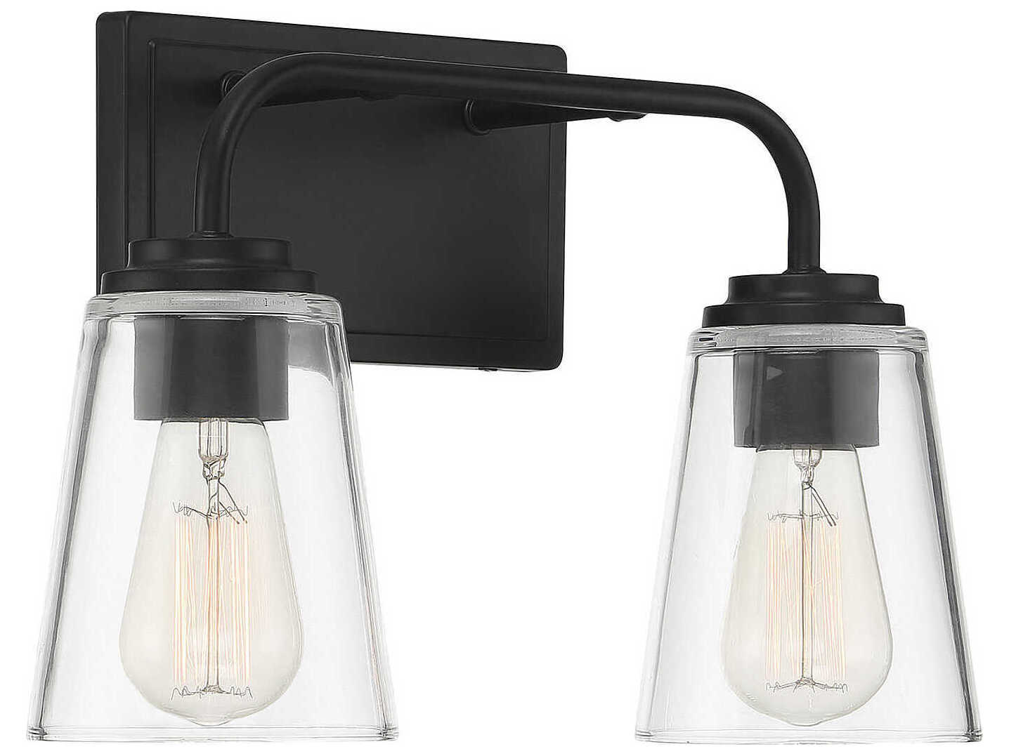 Savoy House Meridian 2-Light Matte Black Glass Vanity Light