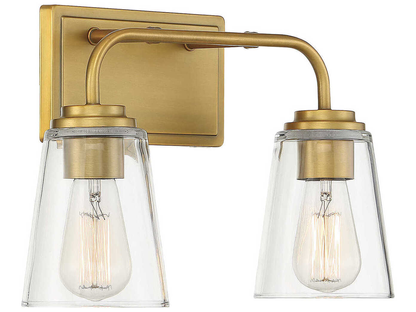 Savoy House Meridian 2-Light Natural Brass Glass Vanity Light