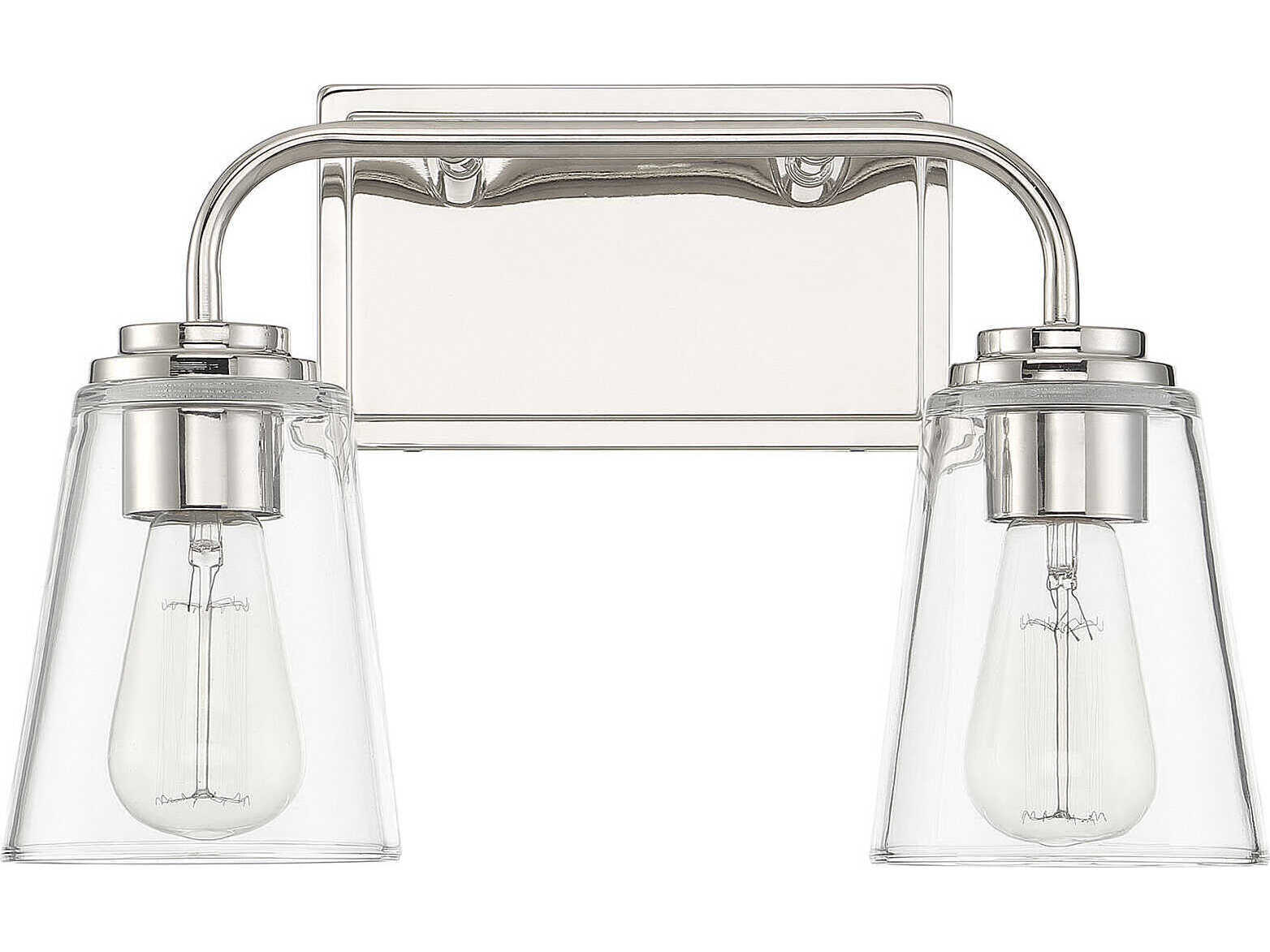 Savoy House Meridian 2-Light Polished Nickel Glass Vanity Light