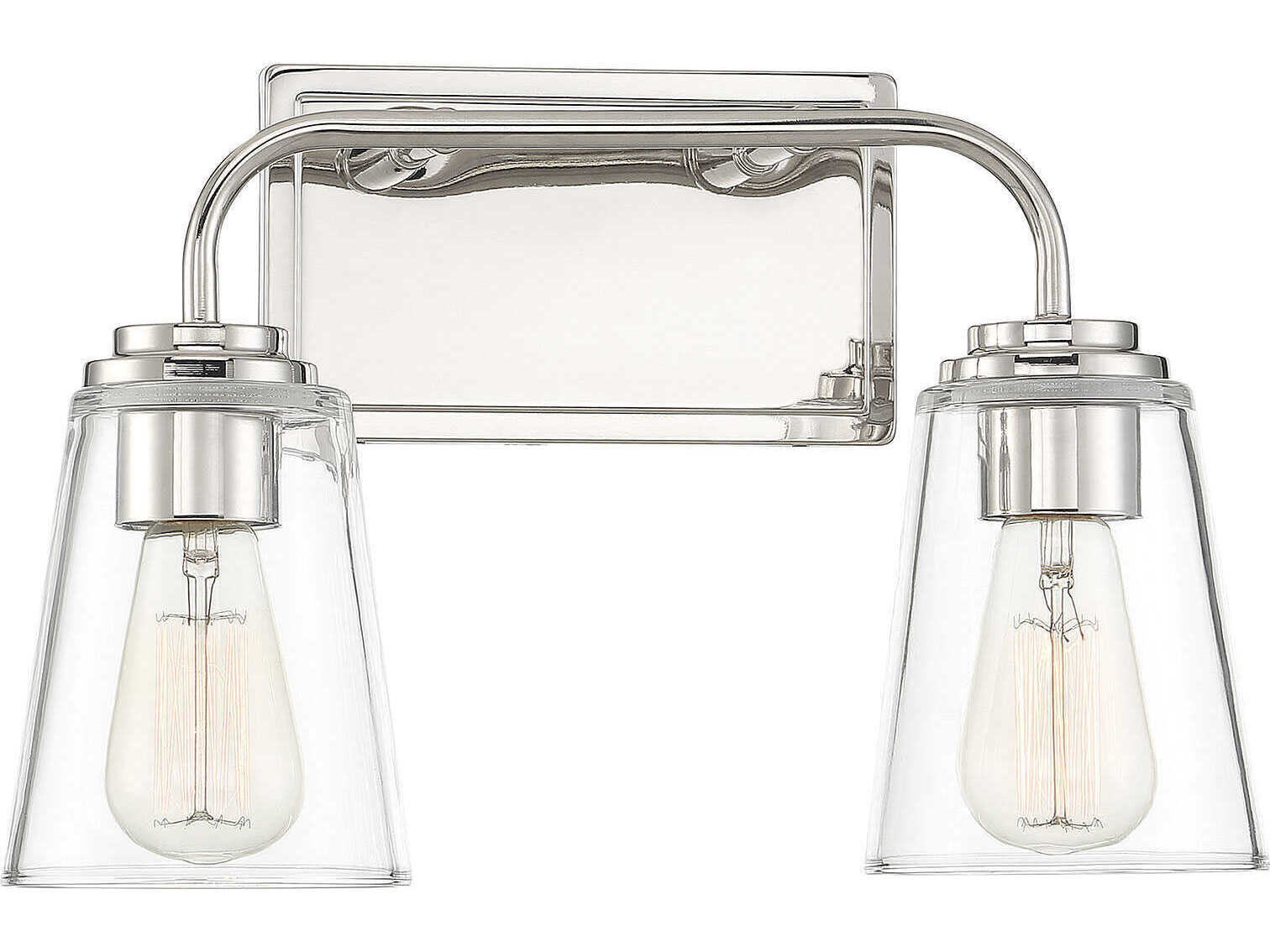 Savoy House Meridian 2-Light Polished Nickel Glass Vanity Light