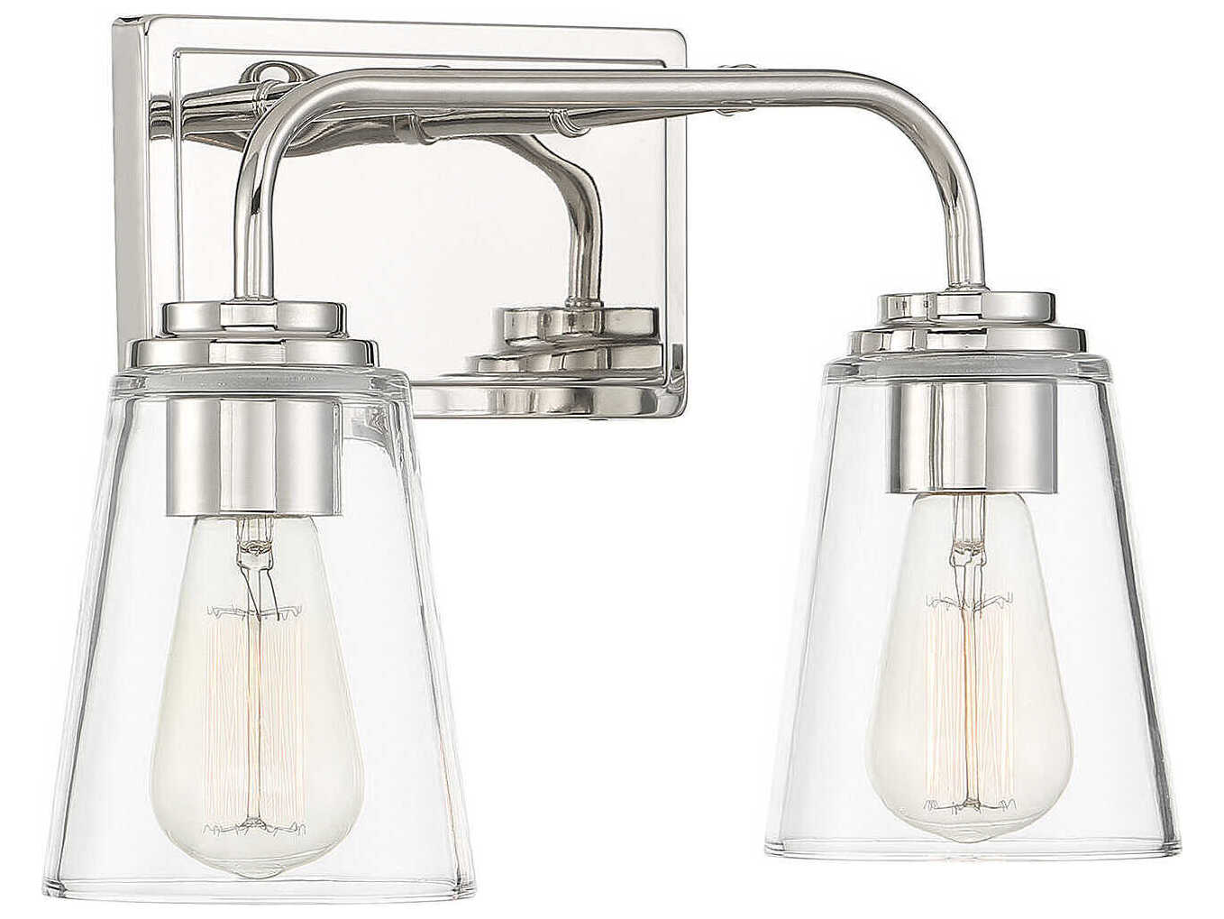 Savoy House Meridian 2-Light Polished Nickel Glass Vanity Light