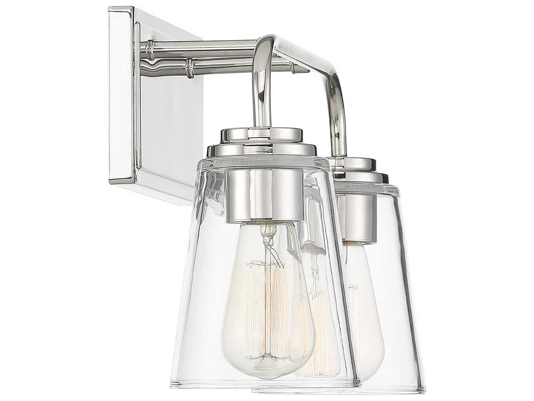 Savoy House Meridian 2-Light Polished Nickel Glass Vanity Light