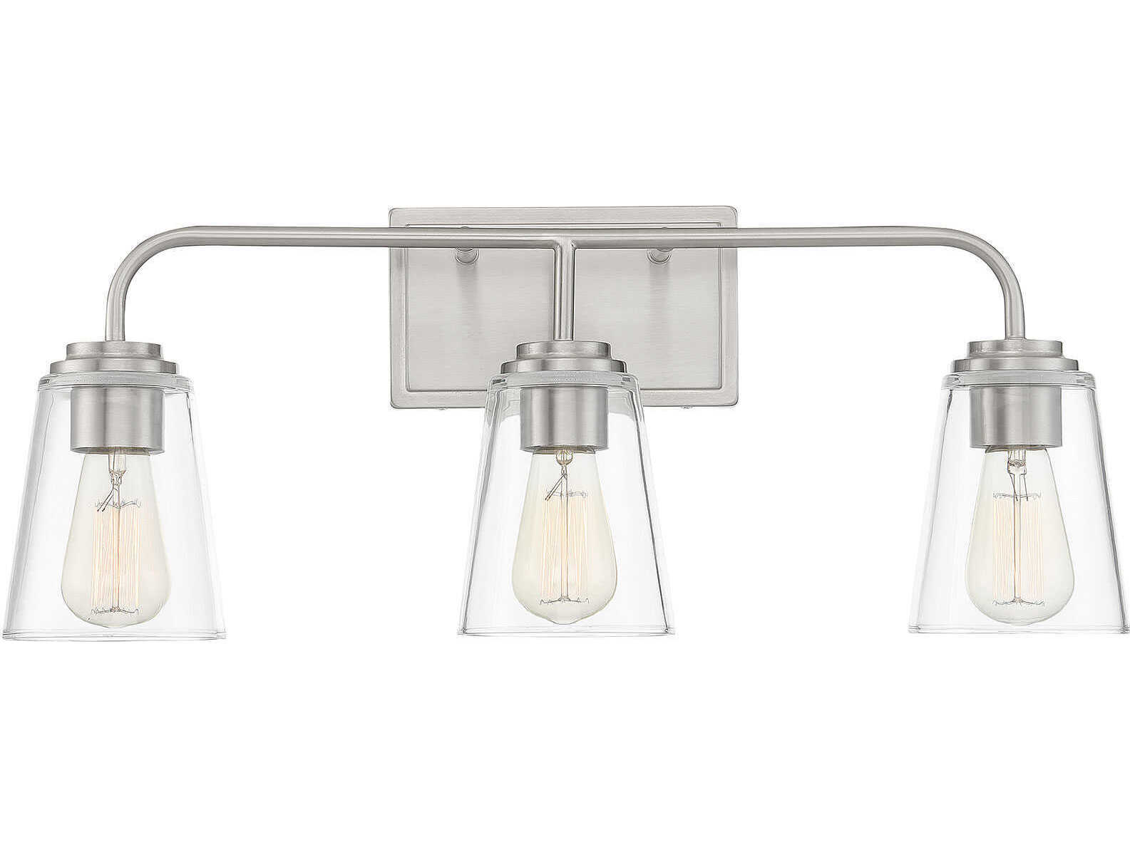 Savoy House Meridian 3-Light Brushed Nickel Glass Vanity Light