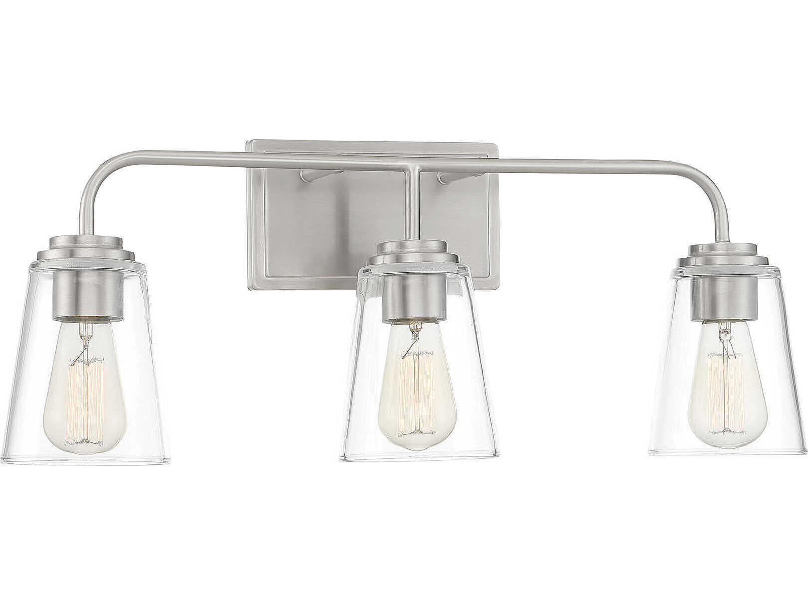 Savoy House Meridian 3-Light Brushed Nickel Glass Vanity Light