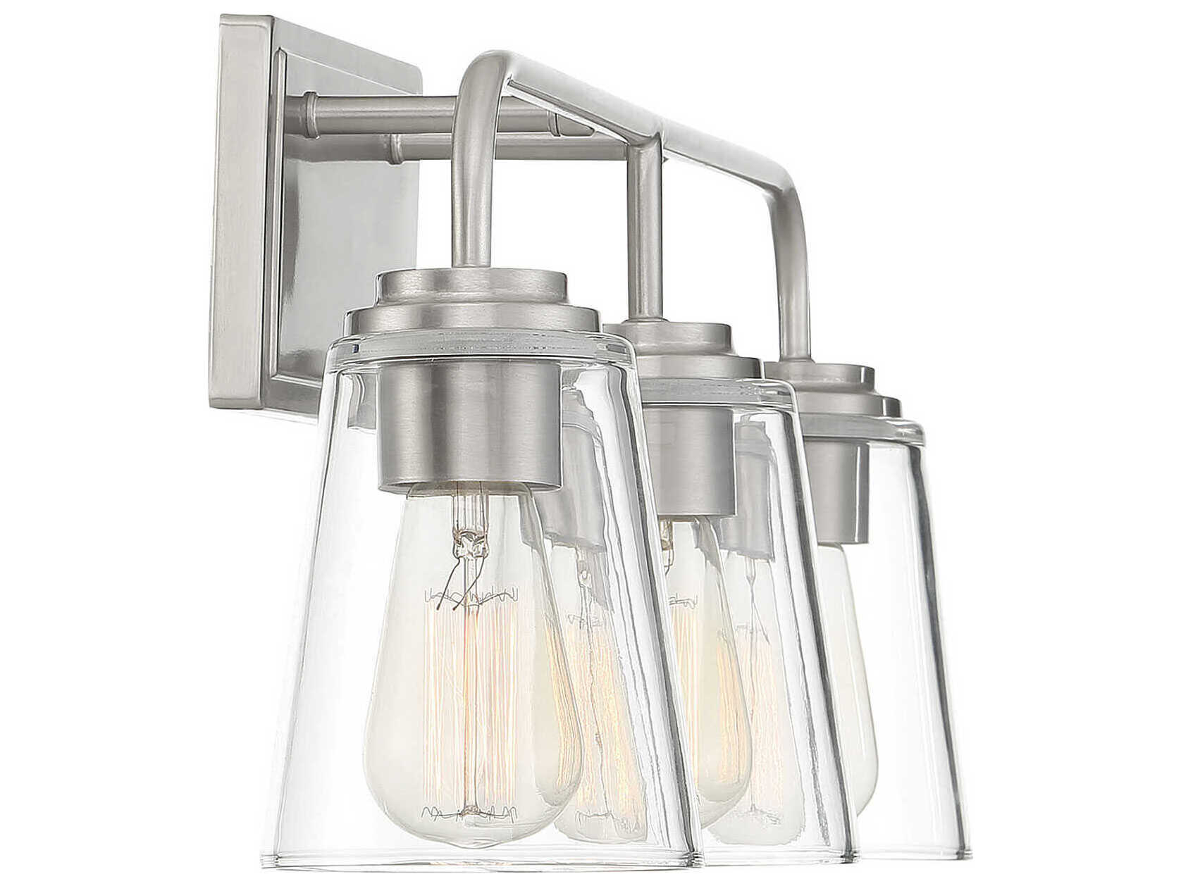 Savoy House Meridian 3-Light Brushed Nickel Glass Vanity Light