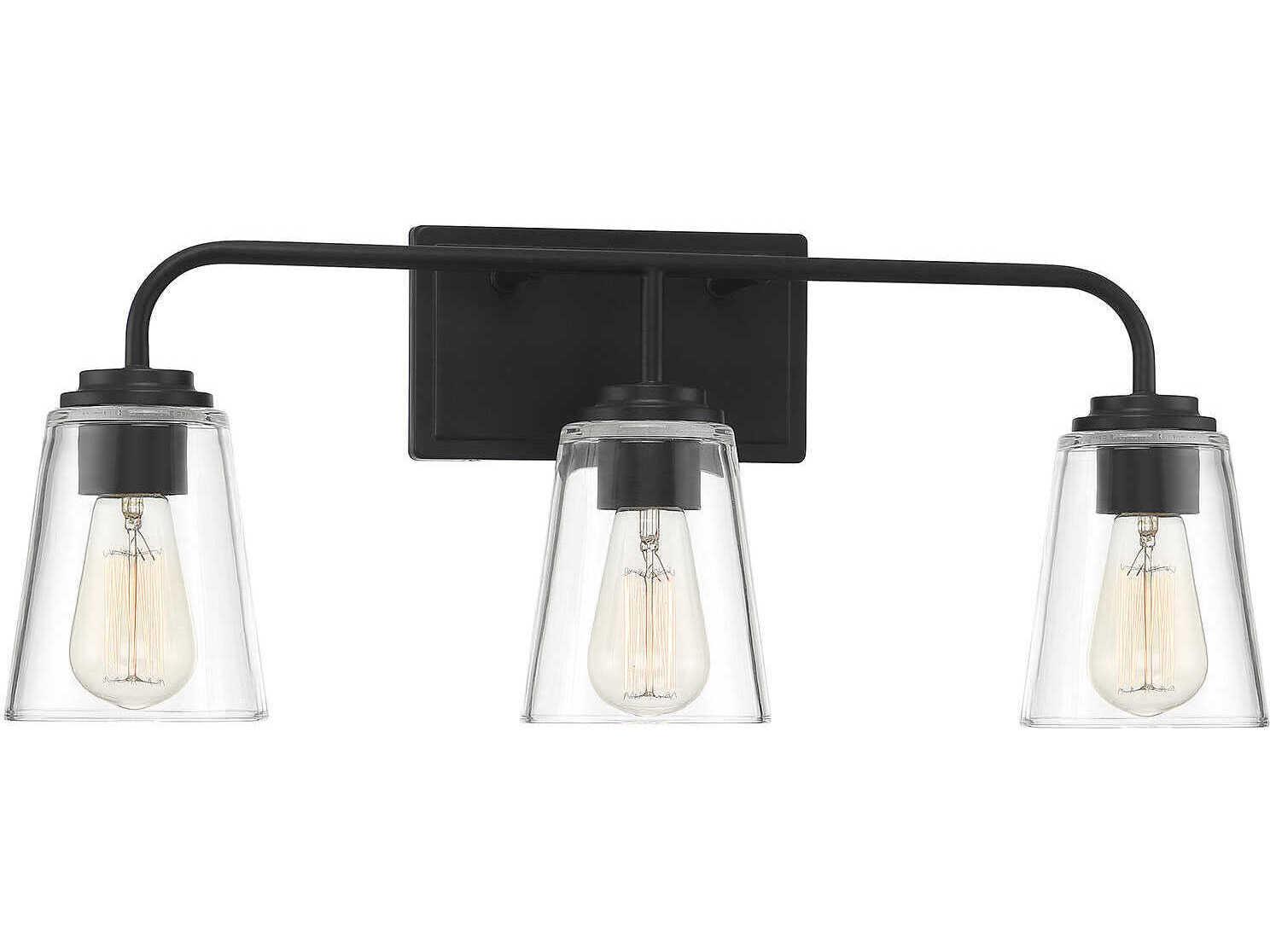 Savoy House Meridian 3-Light Matte Black Glass Vanity Light