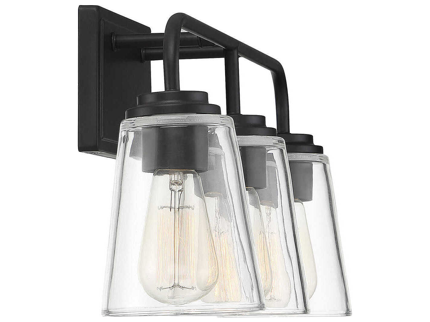 Savoy House Meridian 3-Light Matte Black Glass Vanity Light