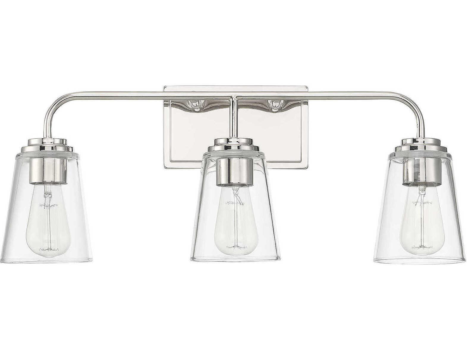 Savoy House Meridian 3-Light Polished Nickel Glass Vanity Light