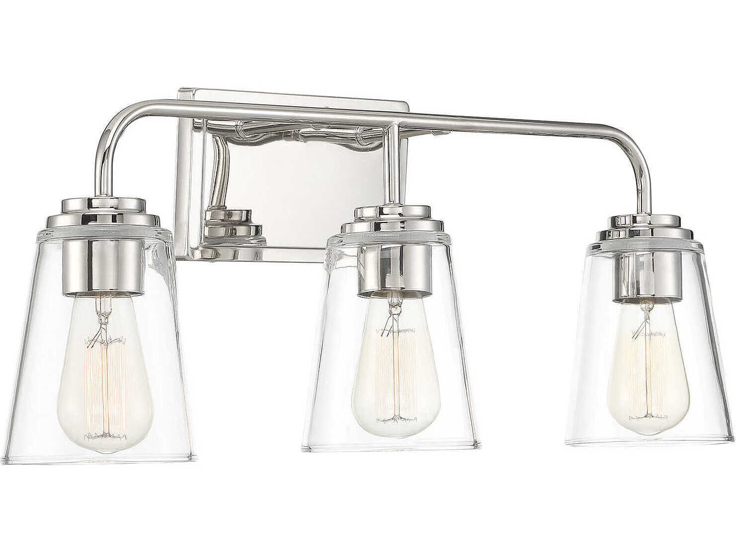 Savoy House Meridian 3-Light Polished Nickel Glass Vanity Light