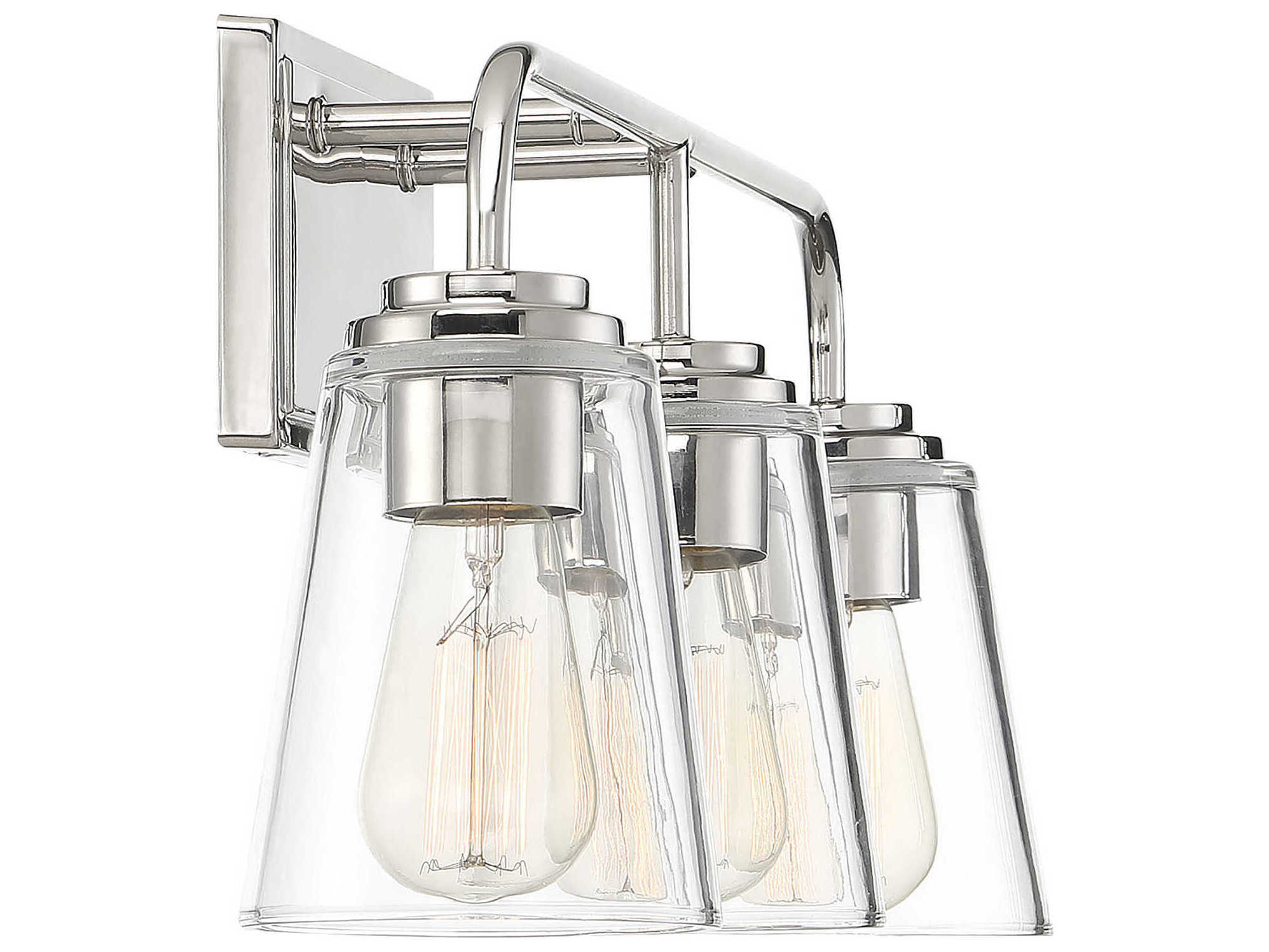 Savoy House Meridian 3-Light Polished Nickel Glass Vanity Light