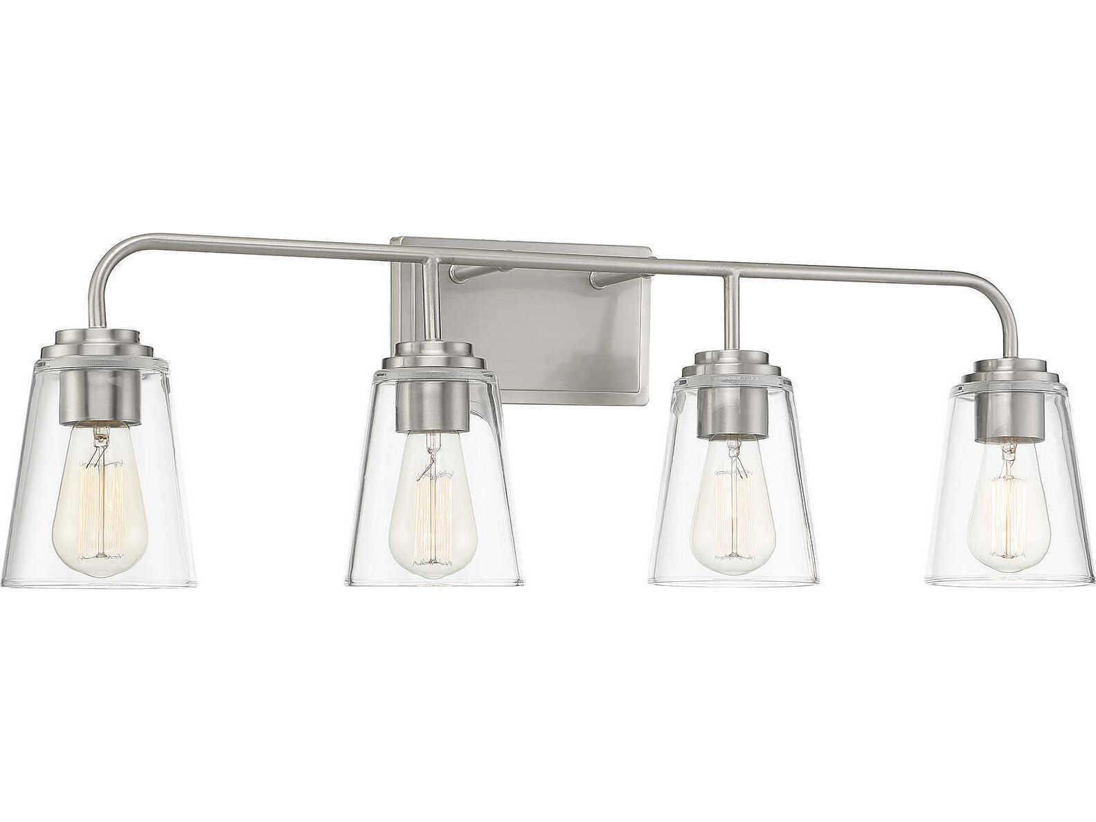 Savoy House Meridian 4-Light Brushed Nickel Glass Vanity Light