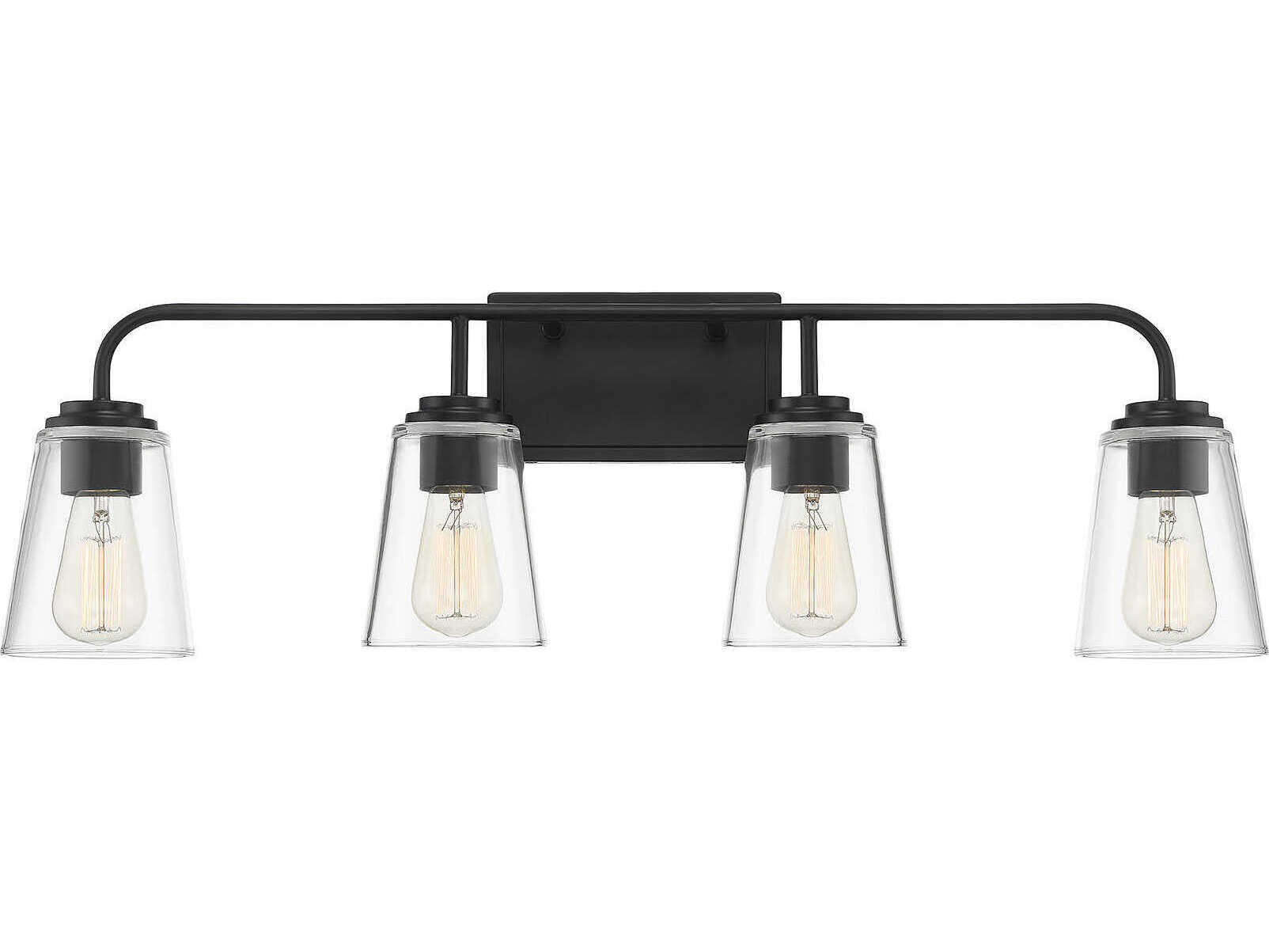 Savoy House Meridian 4-Light Matte Black Glass Vanity Light
