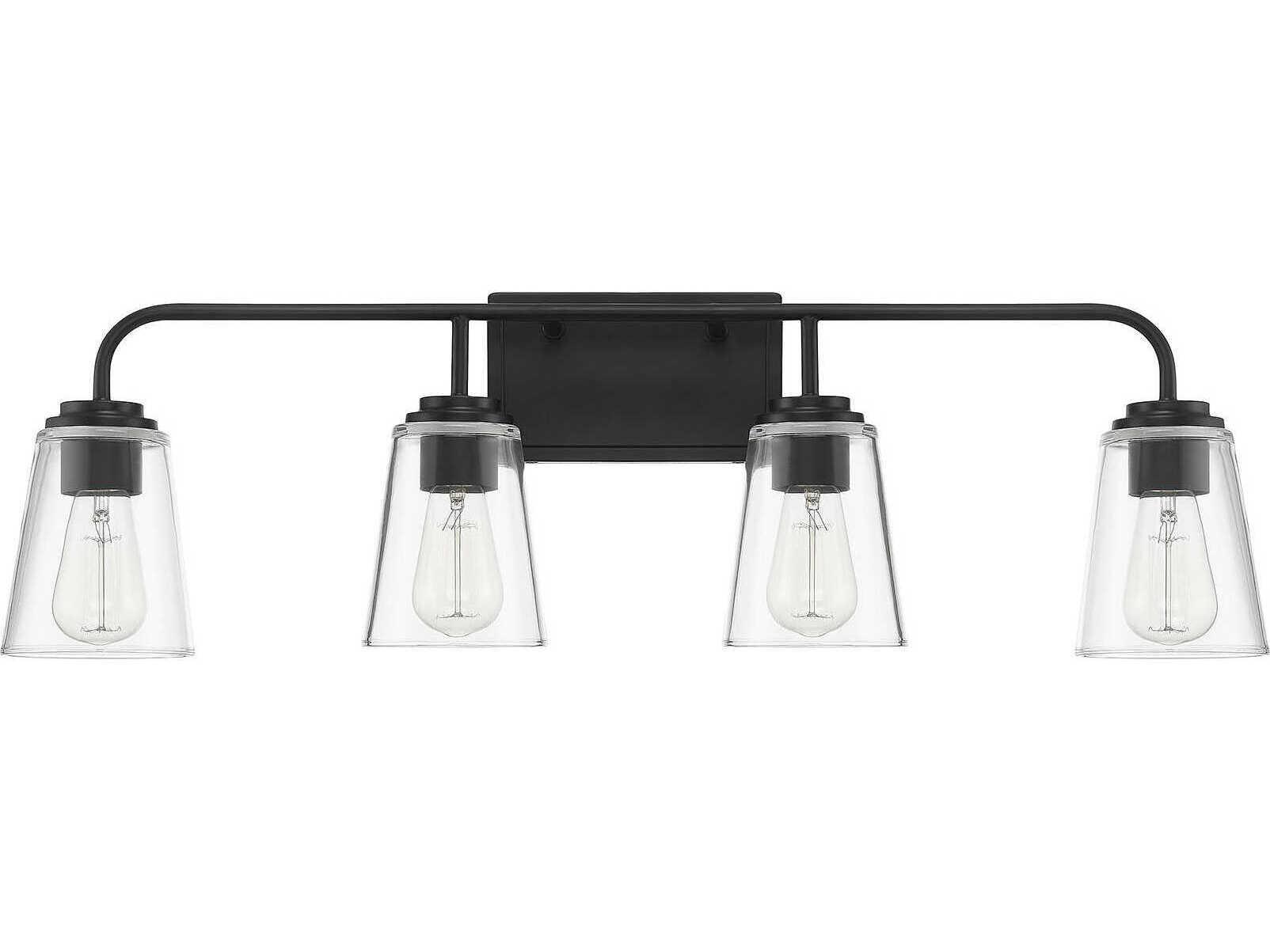 Savoy House Meridian 4-Light Matte Black Glass Vanity Light