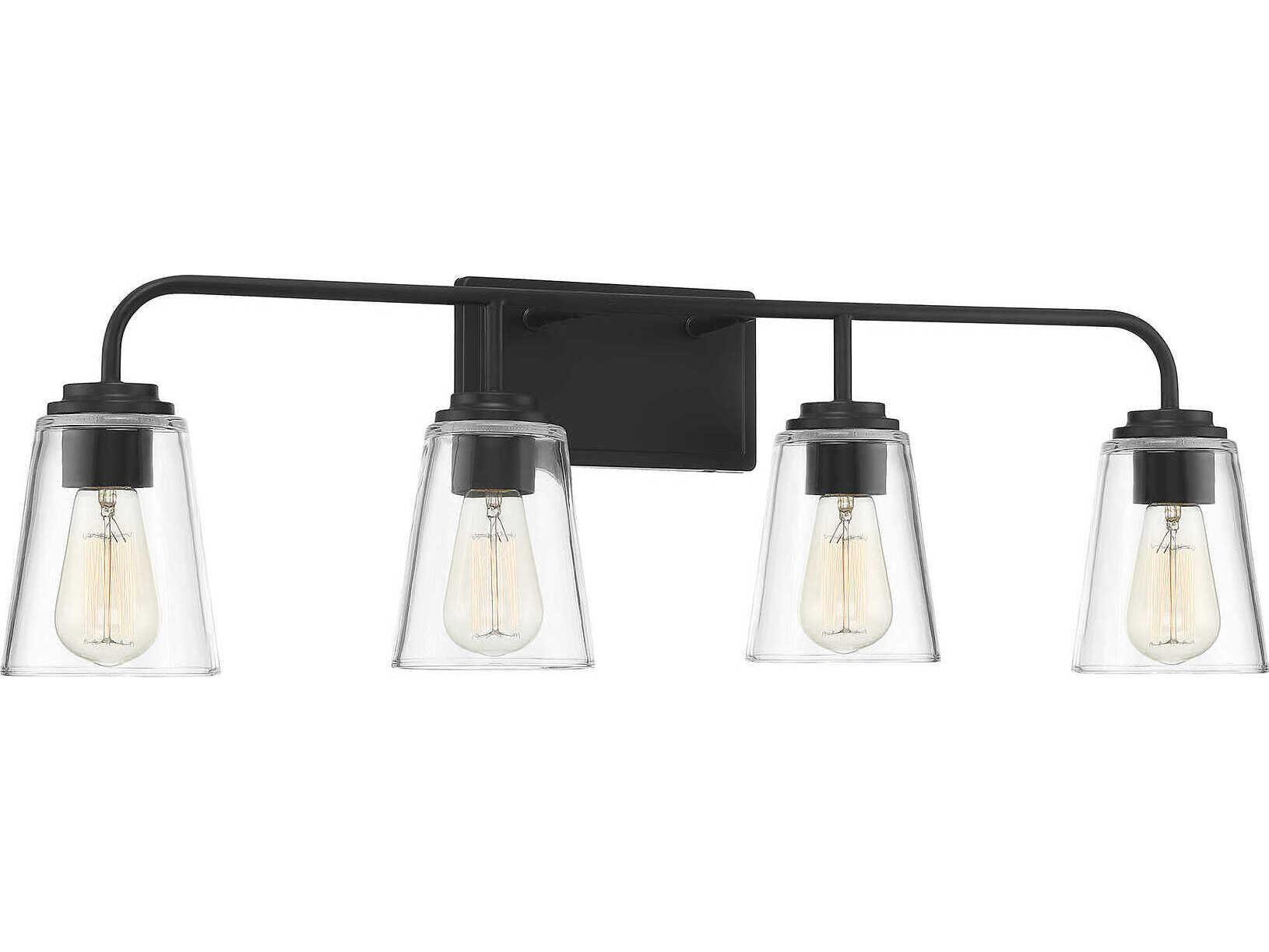 Savoy House Meridian 4-Light Matte Black Glass Vanity Light