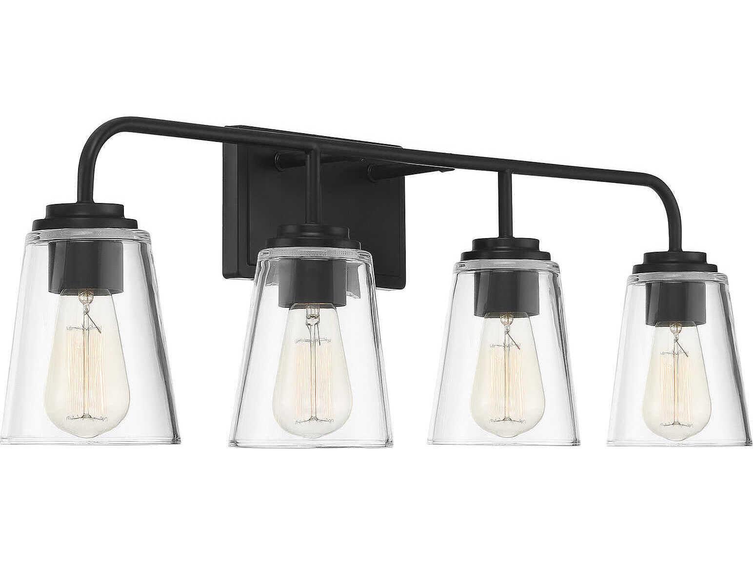 Savoy House Meridian 4-Light Matte Black Glass Vanity Light