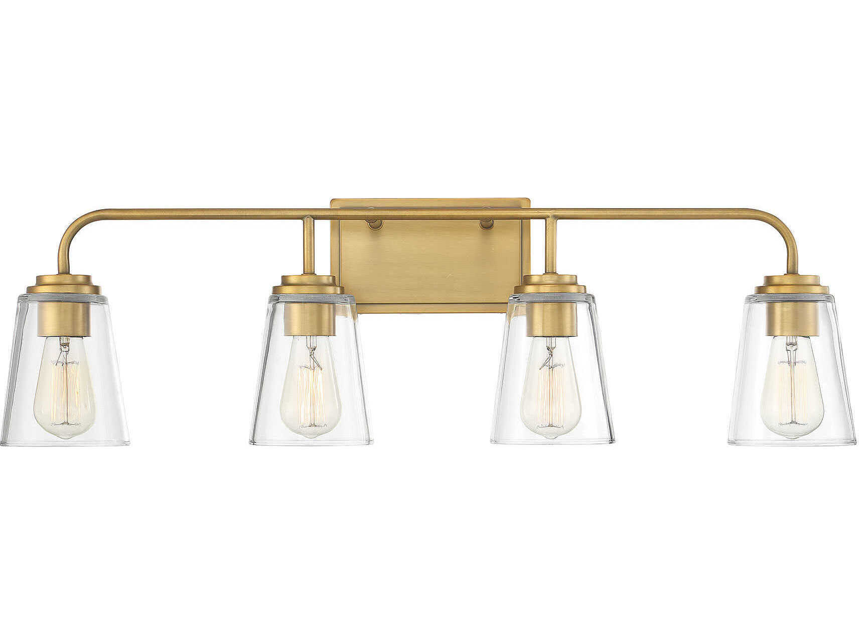 Savoy House Meridian 4-Light Natural Brass Glass Vanity Light