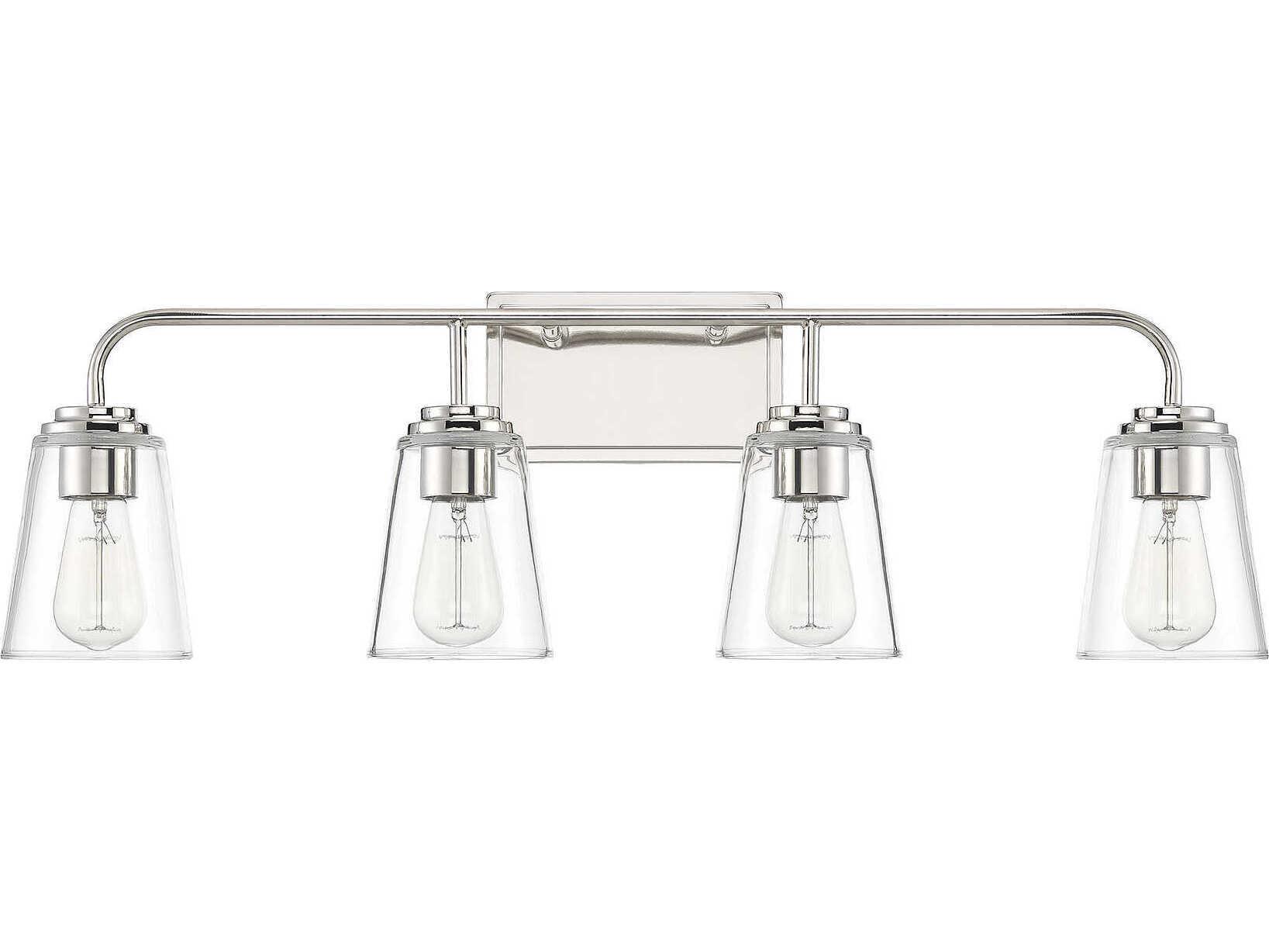 Savoy House Meridian 4-Light Polished Nickel Glass Vanity Light