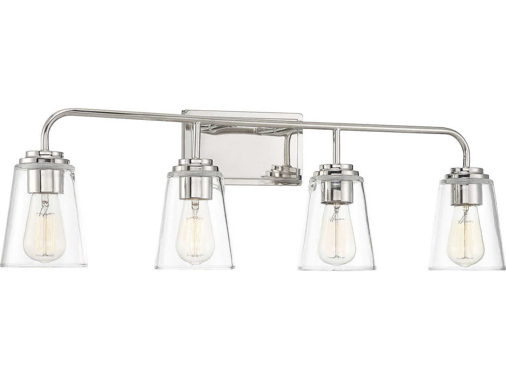 Savoy House Meridian 4-Light Polished Nickel Glass Vanity Light