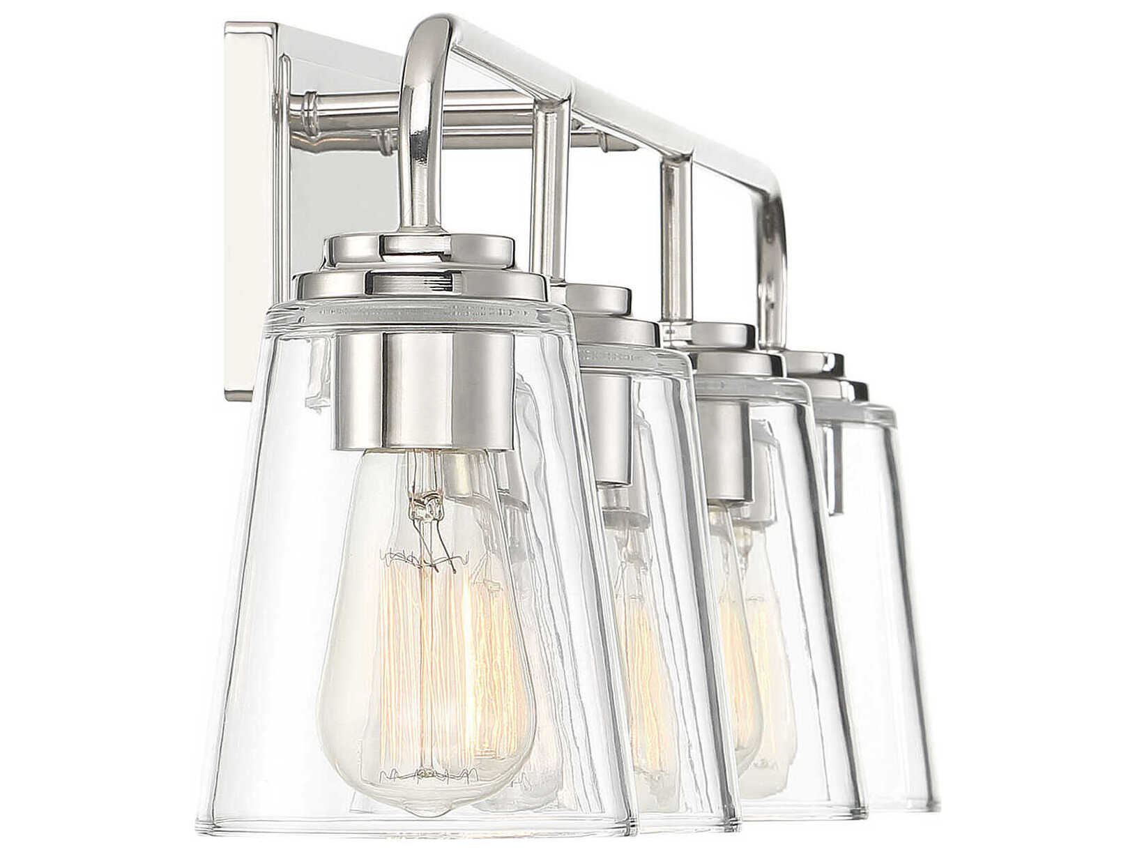 Savoy House Meridian 4-Light Polished Nickel Glass Vanity Light