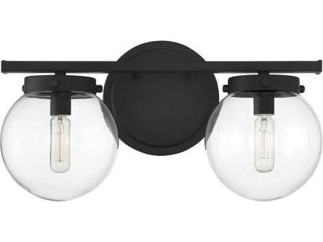 Savoy House Meridian 2-Light Matte Black Glass Vanity Light
