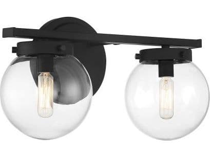 Savoy House Meridian 2-Light Matte Black Glass Vanity Light