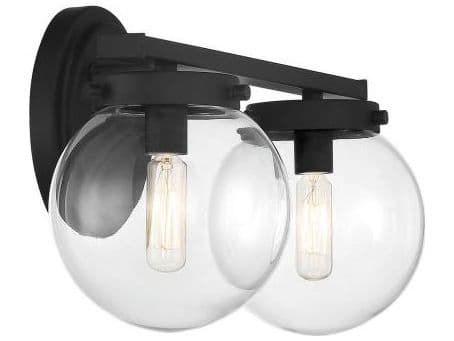 Savoy House Meridian 2-Light Matte Black Glass Vanity Light