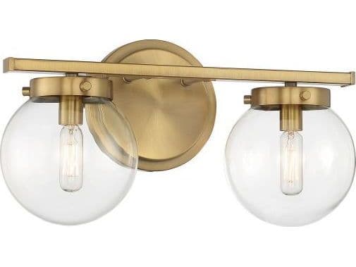 Savoy House Meridian 2-Light Natural Brass Glass Vanity Light