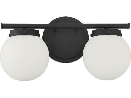 Savoy House Meridian 2-Light Matte Black Glass Vanity Light