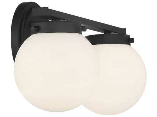 Savoy House Meridian 2-Light Matte Black Glass Vanity Light